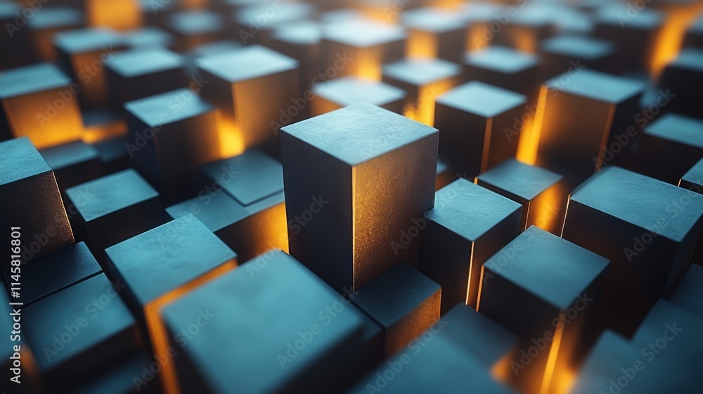 Aufkleber abstract background with rotating cubes seamless looped animatio