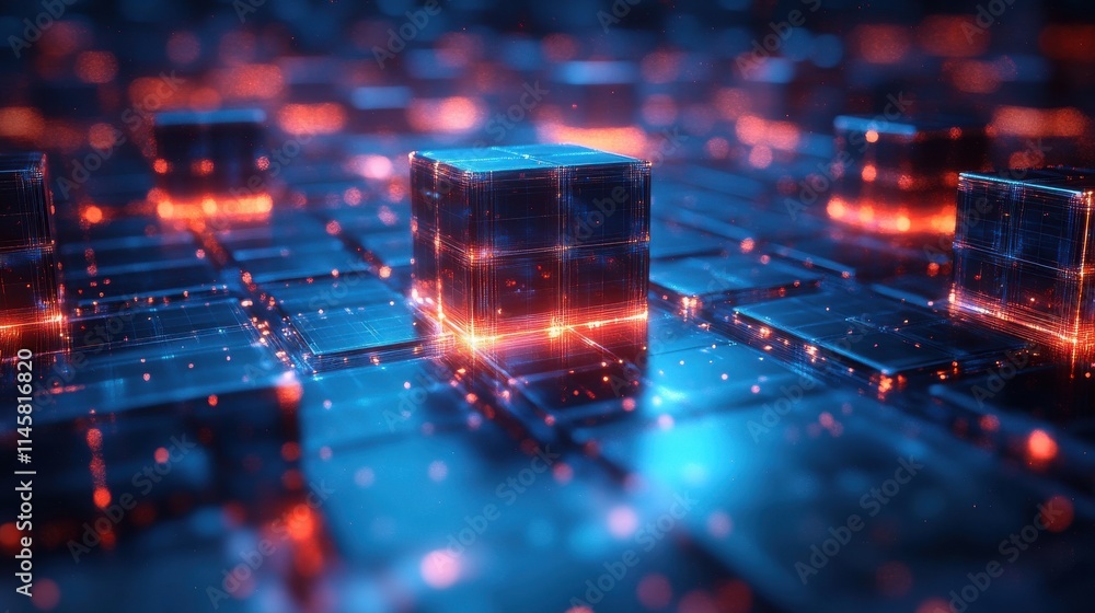 Aufkleber abstract background with rotating cubes seamless looped animatio