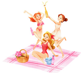 Handdrawn Bachelorette by the beach illustration