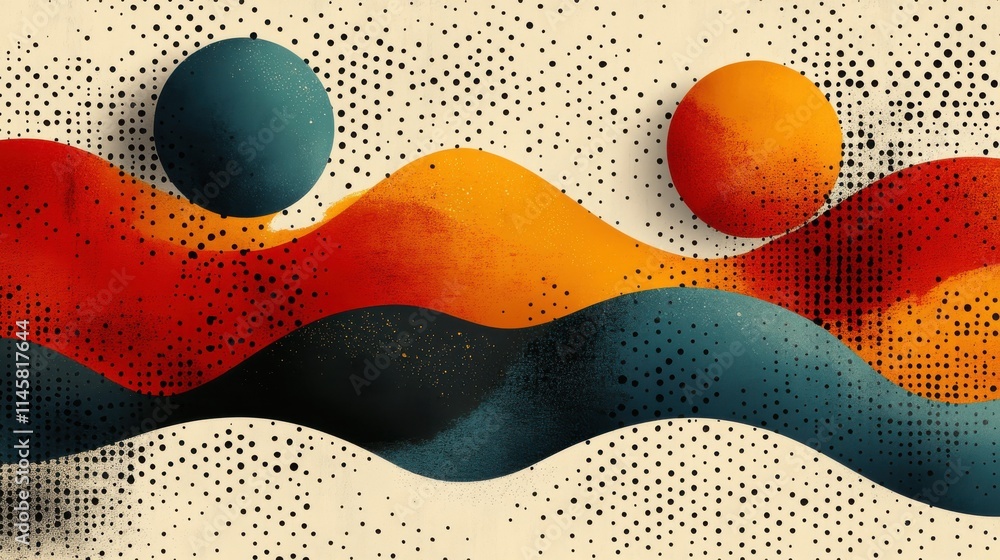 Poster abstract design with distorted circles modern polka dot pattern illustratio