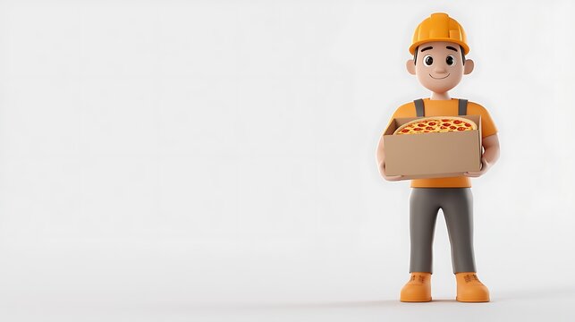 Happy Delivery Person Holding Pizza in a Box