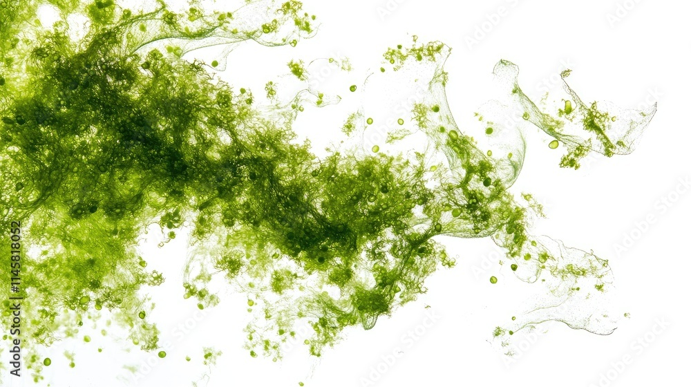 Poster abstract green algae textures on a white background showcasing vibrant patterns and organic forms su