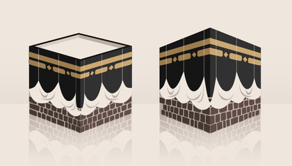 Kaaba at Mecca Saudi Arabia. Qibla, the direction in which Muslims pray