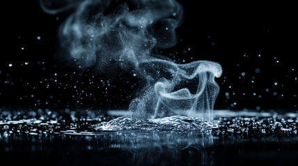 Water droplets on black background. Vector realistic illustration of condensation of steam in shower or fog on wet black surface, clear aqua drops from dew or rain