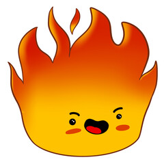 funny fire flame character mascot with happy gesture isolated cartoon in flat style design
