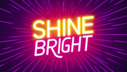 Neon Sign Shine Bright Radiating Light Rays