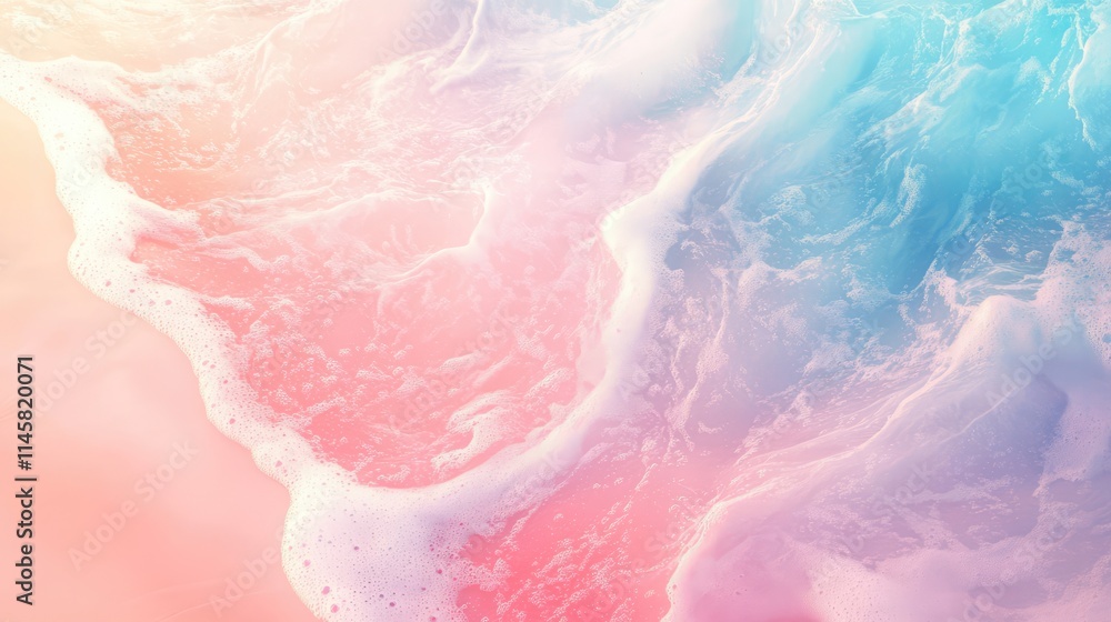 Aufkleber soft pastel waves gently lapping on a sandy beach with foam creating a serene coastal background for