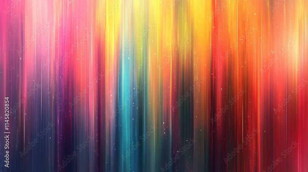 Poster abstract vibrant vertical lines with a blurred effect in a spectrum of colors creating a dreamy and 