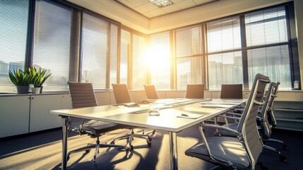 Sunlit Modern Conference Room:  A Bright and Productive Workspace
