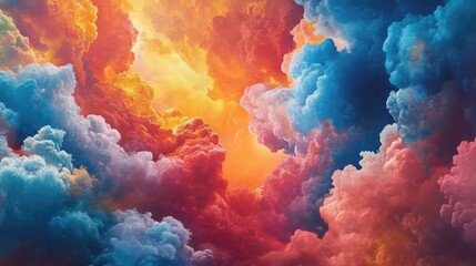 Fototapeta premium Vibrant Cloudscape with Dramatic Colors Illuminating the Sky at Sunset