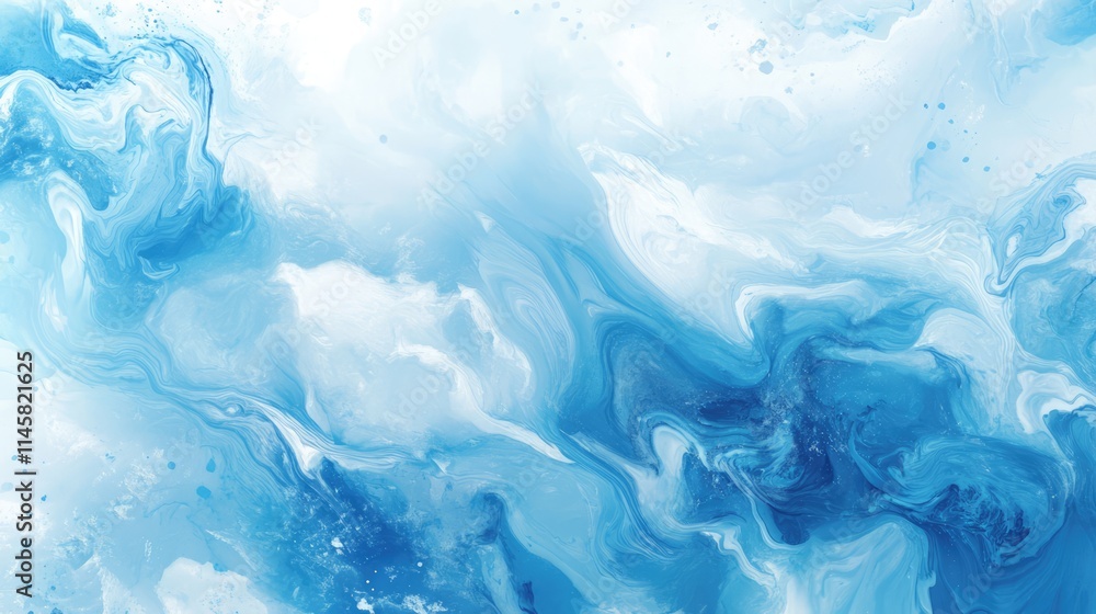 Poster abstract blue marbled texture with soft cloud-like formations and fluid patterns suitable for backgr