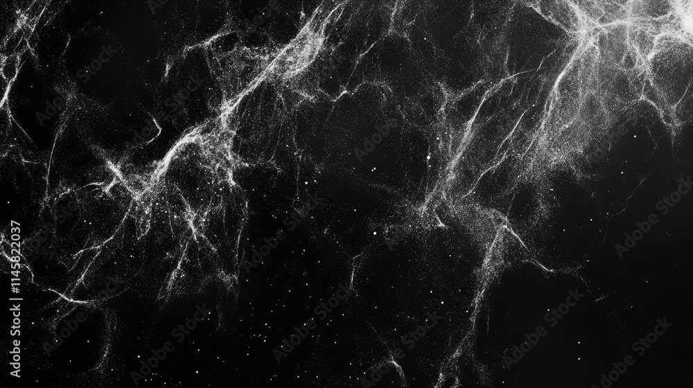 Aufkleber abstract black particles explosion on white background with intricate dust textures and dynamic ligh