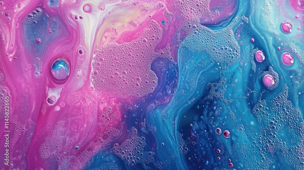 Aufkleber vibrant abstract texture of bubbling paint in pink and blue hues creating an artistic and colorful b