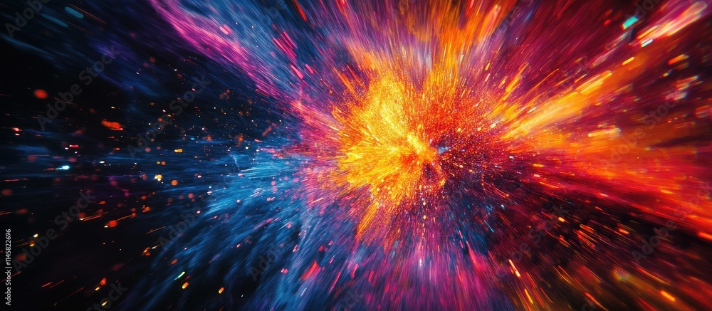 Poster dynamic explosion of colorful fireworks against a dark night sky with ample space for custom text an