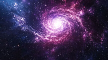 Naklejka premium Cosmic Spiral Galaxy: Purple Nebula, Starry Night, Space Background