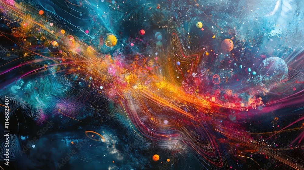 Aufkleber abstract cosmic background with vibrant colors representing connectivity and technological advanceme