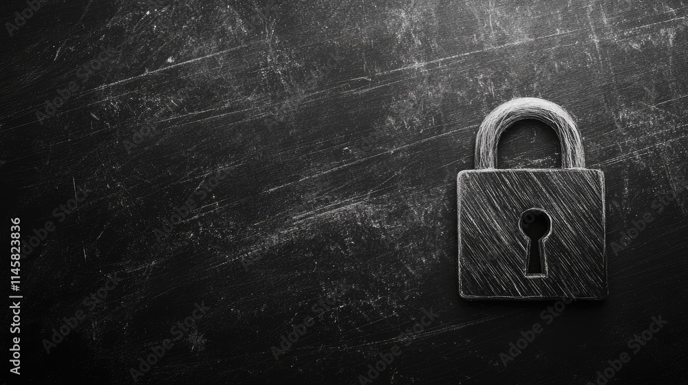 Poster data security concept with chalkboard texture featuring a lock symbol illustrating protection and pr