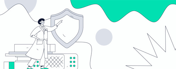 Medical characters fighting the epidemic flat vector concept operation hand drawn illustration
