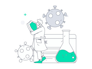 Medical characters fighting the epidemic flat vector concept operation hand drawn illustration

