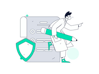Medical characters fighting the epidemic flat vector concept operation hand drawn illustration
