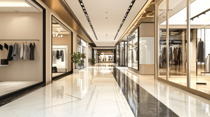 Fototapeta premium Luxury Shopping Mall Interior: Modern Boutique Design, Text Space