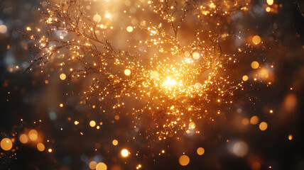 Fototapeta premium Vibrant display of glowing particles against a dark background at twilight. 