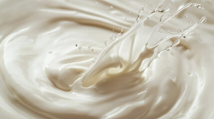 Abstract background of white cream, milk or yogurt surface. Texture of liquid dairy product splash, cosmetic mousse, sauce or smooth satin cloth drapery, Vector realistic 3d. 3D Illustration