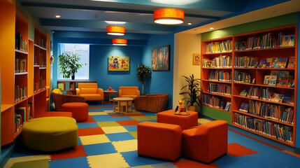 Children's Library Daycare Facility Reading Learning Warm Inviting