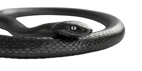 Sleek Black Snake Reptile Scales Dark Background 3D Render Wildlife Animal Nature Abstract