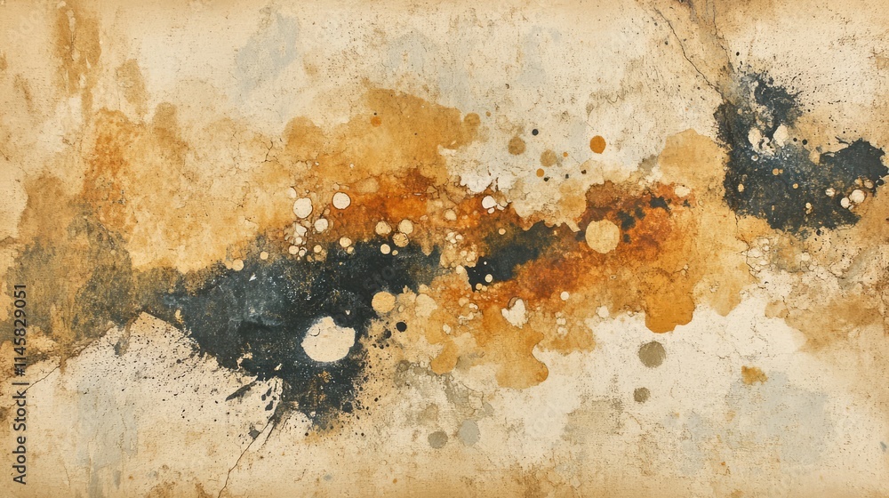Poster vintage paper texture featuring colorful stains and splatters for creative design backgrounds and ar