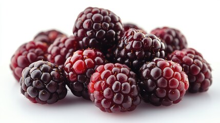 close up of blackberries isolated on a white background