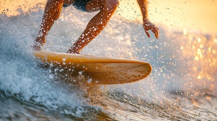 Surfer Captured Through Glistening Wave Crest in Dramatic Sunlight