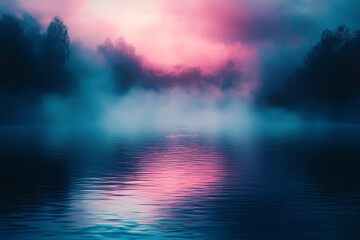 Fototapeta premium Ethereal River Scene, Mystical Ambience, Macro Lens, Intricate Details, Otherworldly Colors