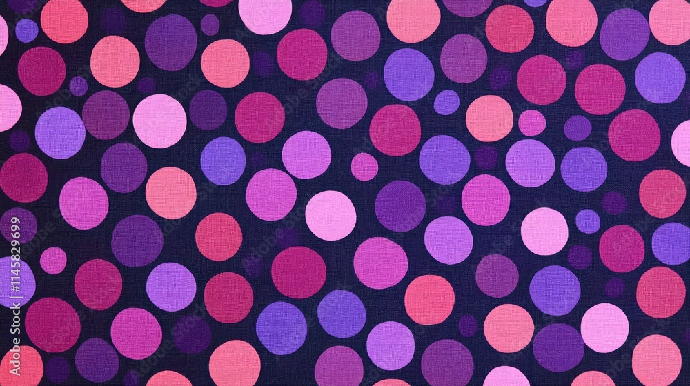 Poster abstract background featuring a vibrant pattern of pink and purple dots on a dark canvas creating a 