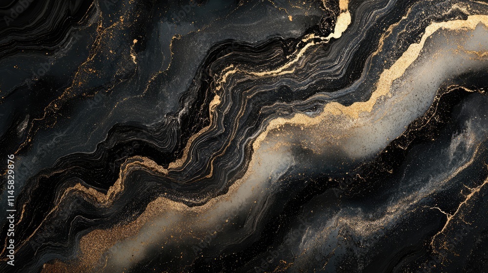 Poster luxury black and gold marble texture abstract background with elegant waves and natural patterns in 