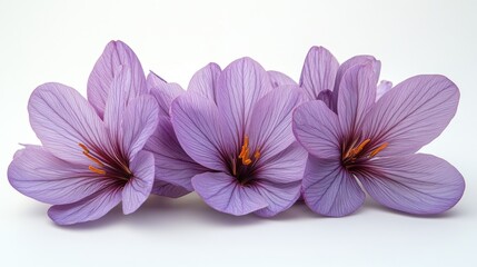 Obraz premium close up of saffron flower stock photo isolated on a white background saffron flower