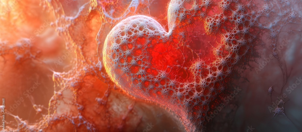 Poster fractal heart illustration with vibrant colors and intricate patterns conveying love and emotion in 