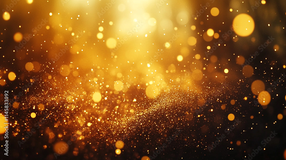 Poster golden bokeh lights create a shimmering effect in a dreamy background.
