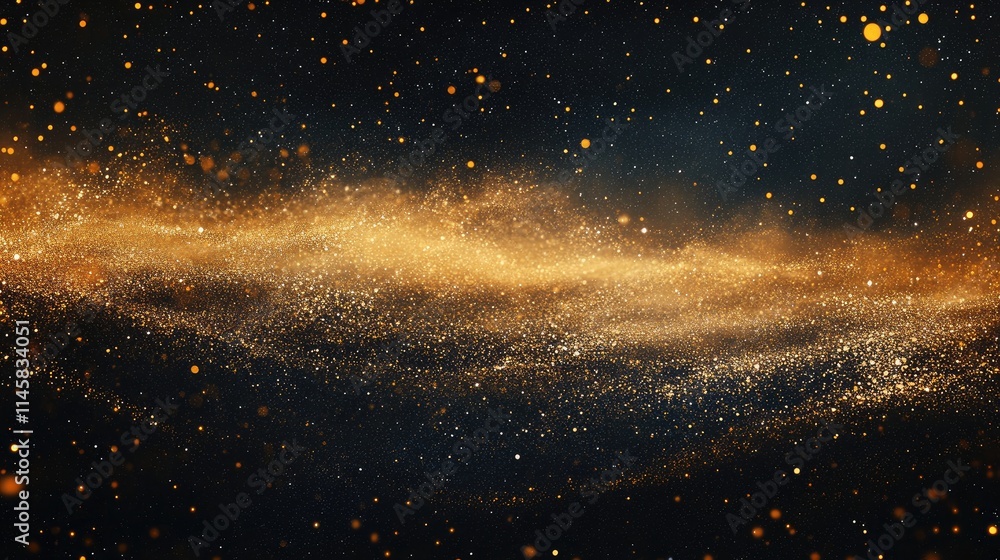 Poster abstract gold glitter texture background with sparkling particles on a dark backdrop for luxurious d