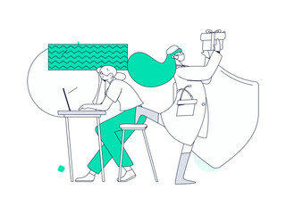 Medical characters fighting the epidemic flat vector concept operation hand drawn illustration
