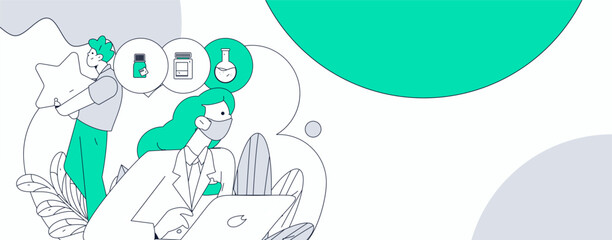 Medical characters fighting the epidemic flat vector concept operation hand drawn illustration
