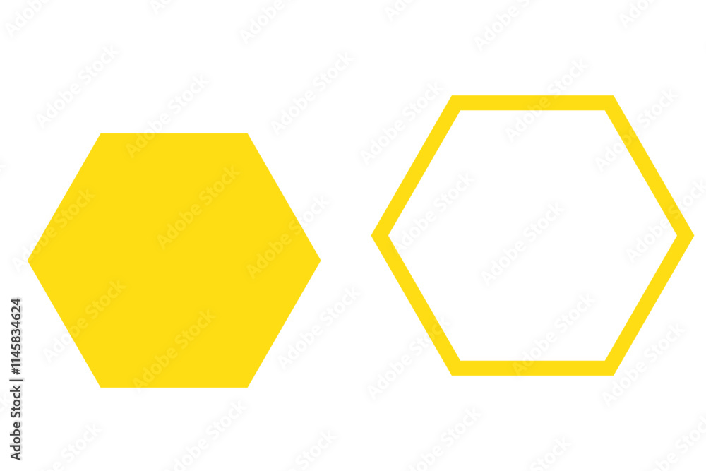 Poster hexagon icon of vector geometry hexagonal six sided polygon hexagon line