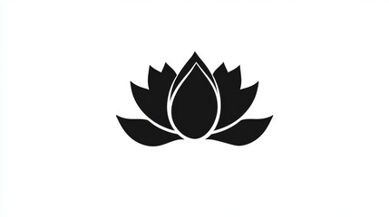 23.An intricate black lotus icon with clean, symmetrical lines, each petal forming a stylized, elegant shape. The silhouette is bold yet refined, making it a versatile choice for logos, decorative