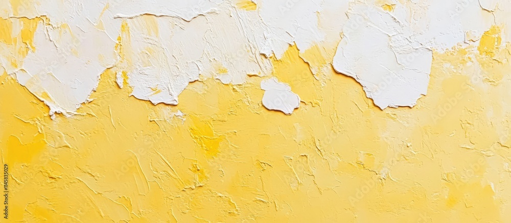 Aufkleber textured yellow wall with white peeling paint creating an abstract background suitable for various d