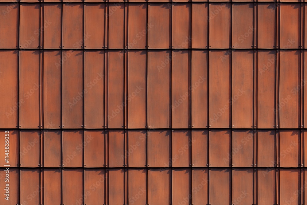 Poster seamless close-up of a rust-colored metal wall with vertical and horizontal lines creating a grid pa