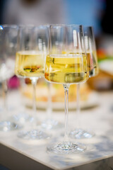 white wine on the catering table
