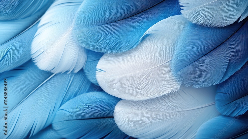 Poster vibrant blue and white feathers creating a soft textured background for creative design projects and