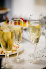 glasses of champagne  on Christmas table