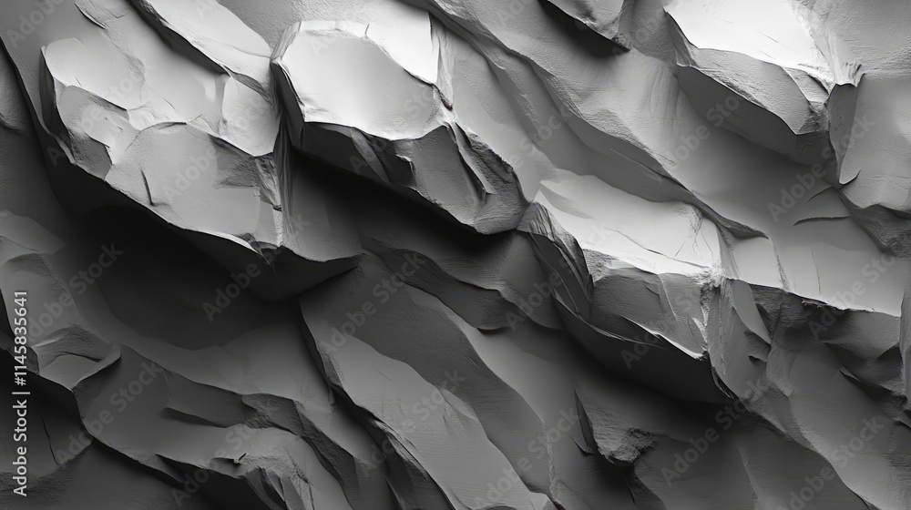 Poster textured gray stone wall with intricate layered patterns and shadows for modern backgrounds and desi