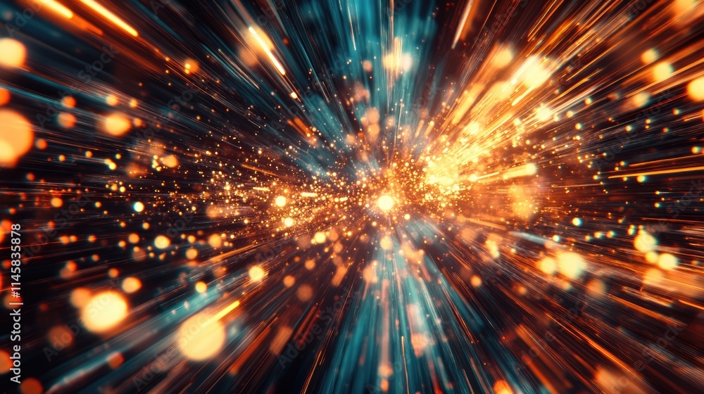 Aufkleber dynamic abstract background featuring radial bursts of vibrant light and color, creating an energeti